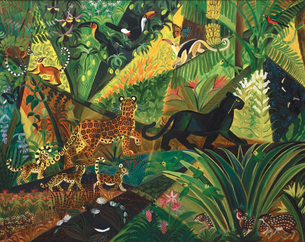 Dahlov Ipcar, Am. 1917-2017, "Brazilian Jungle" 1974, (1 of 5)