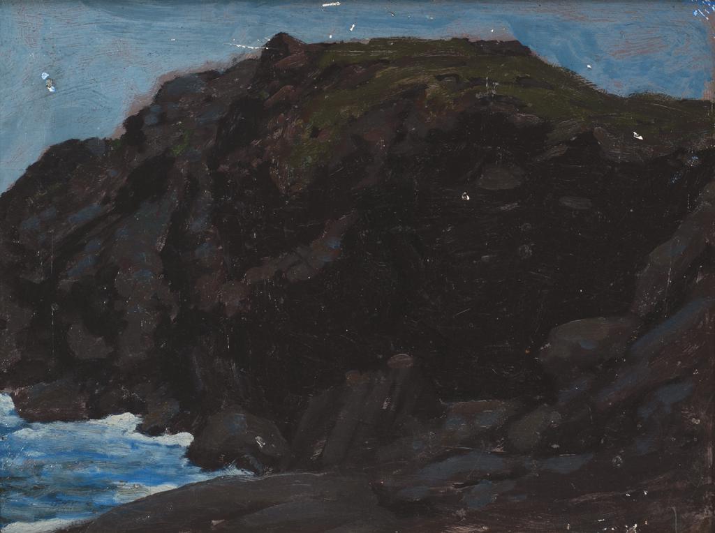 Paul Dougherty, Am. 1877-1947, Monhegan Island, Oil on: Paul Dougherty (Am. 1877-1947) Monhegan Island Oil on canvas laid to board, framed Purchase notes attached to verso 12" x 15 15/16" actual, 17 1/4" x 21 3/8" framed Provenance: From the collection of
