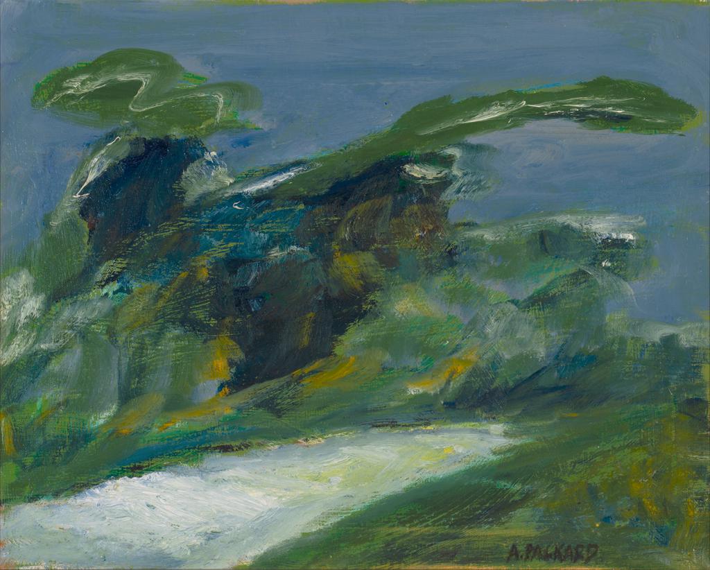 Anne Packard, Am. b. 1933, Dune Trail, Oil on canvas,: Anne Packard (Am. b. 1933) Dune Trail Oil on canvas, framed Signed l.r., additional studies on canvas verso 16" x 20" actual, 18" x 22" framed Provenance: Private Collection South Yarmouth, Massachus