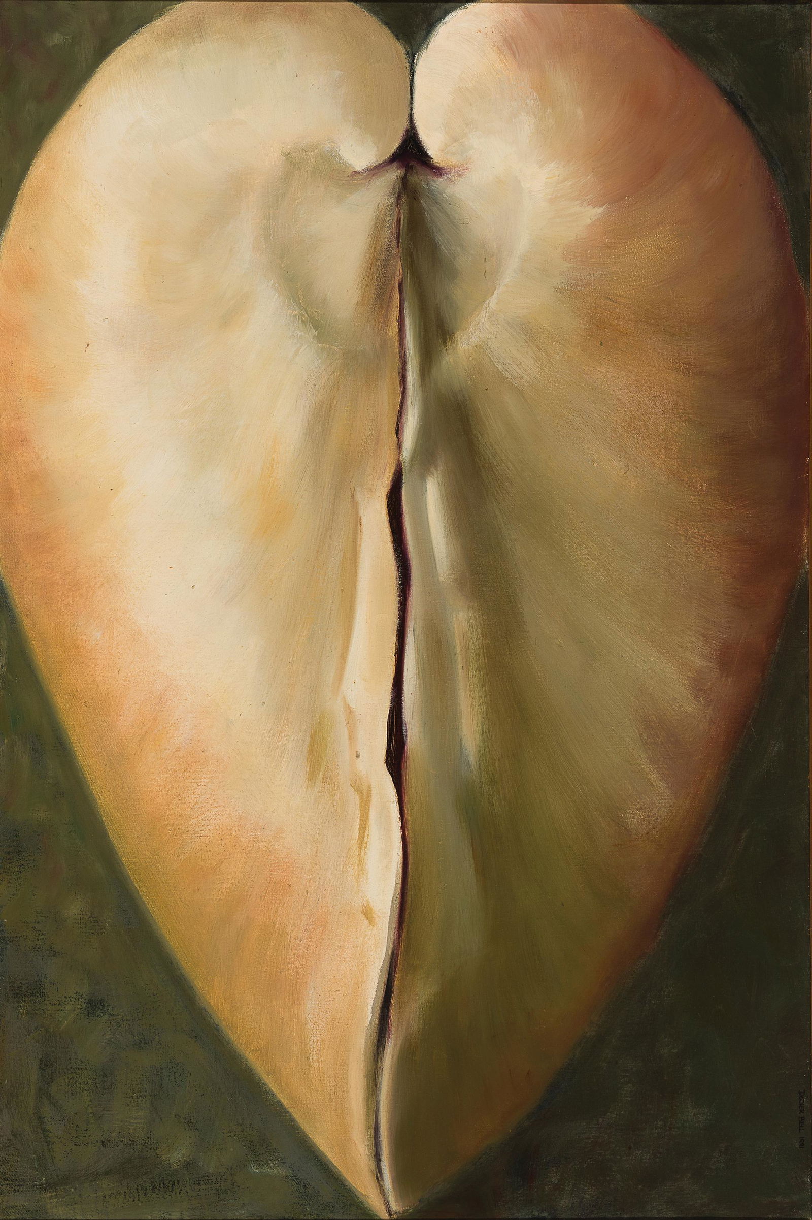 Dozier Bell, Am. b. 1957, Surf Clam, 1981, Oil on canvas, framed: Dozier Bell (Am. b. 1957) Surf Clam, 1981 Oil on canvas, framed Signed and dated l.r. 36" x 24" actual, 36 1/2" x 24 1/2" framed Provenance: Purchased from the Artist ca. 1981 to Private Collection Ke