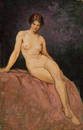 Vivian Akers, Am. 1886-1966, Seated Nude, 1945, Oil on panel, unframed.