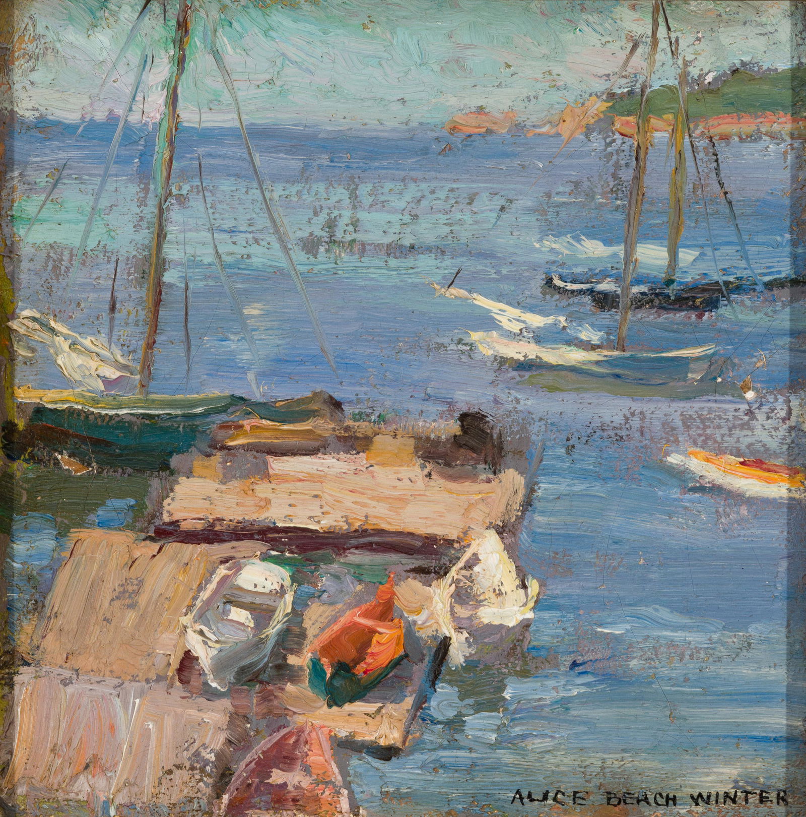 Alice Mary Beach Winter, Am. 1877-1970, "Gloucester, Mass", Oil on board, framed. (1 of 6)