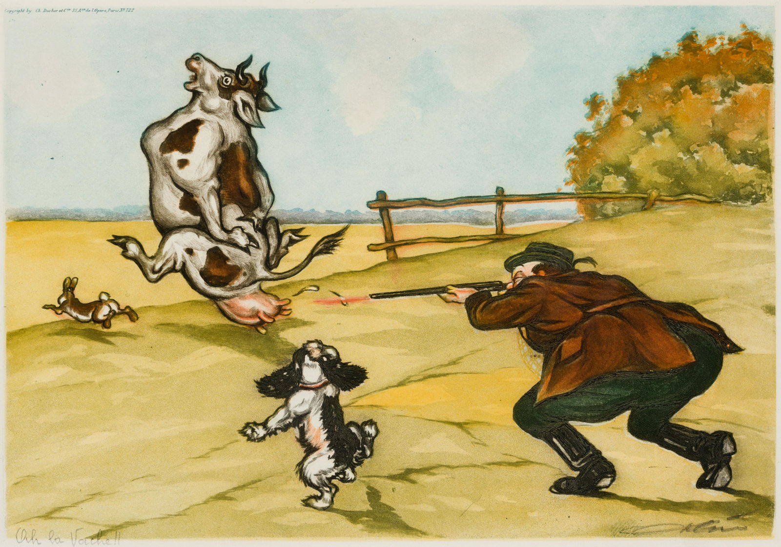 Boris O'Klein, Rus./Fr. 1893-1985, "Ah la Vache!!", Lithograph on paper, framed. (1 of 6)