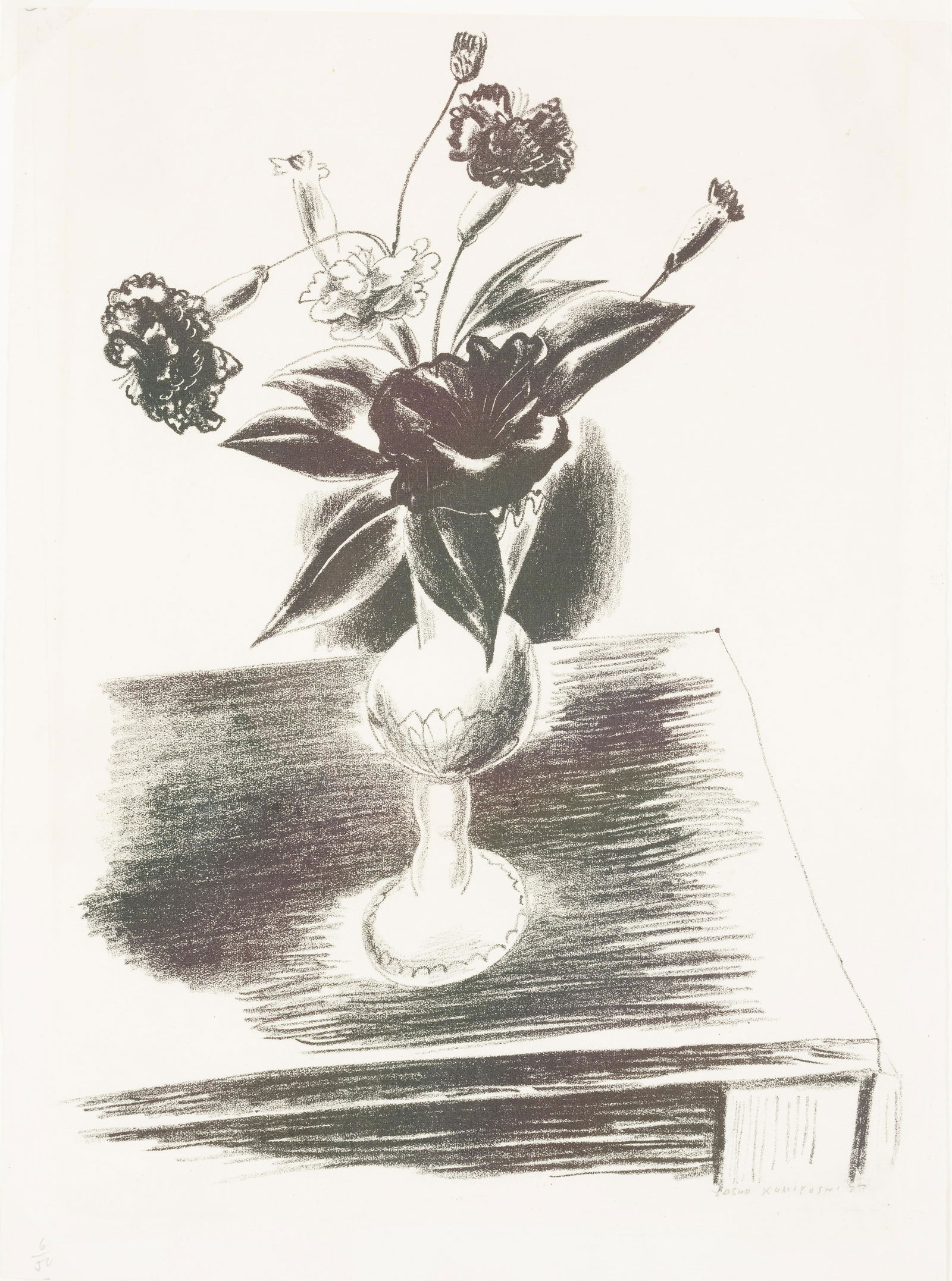 Yasuo Kuniyoshi, Am./Jap. 1893-1953, Vase of Carnations, 1927, Lithograph on paper, matted. (1 of 5)