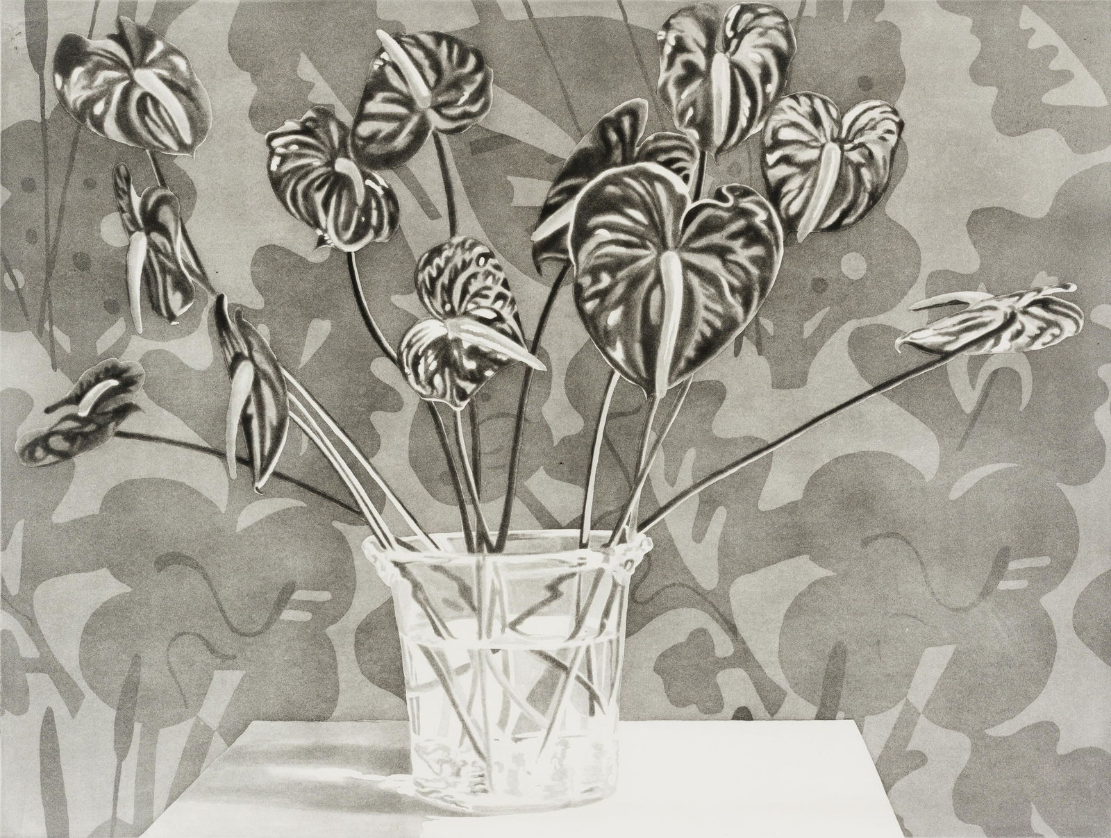 Carolyn Brady, Am. 1937-2005, Vase of Anthuriums, Lithograph on paper, framed. (1 of 5)