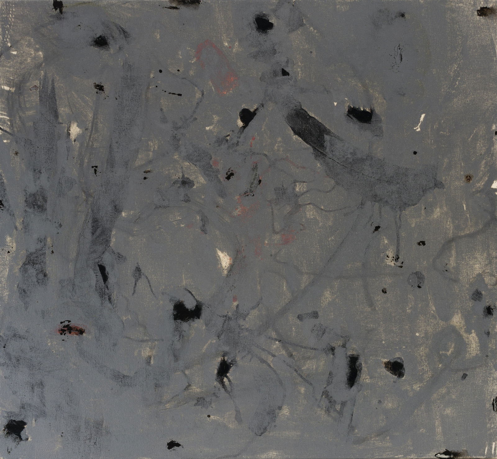 Michael Mulhern, Am. 1940-1912, "Blacki" 2004, Mixed media on canvas, unframed. (1 of 2)