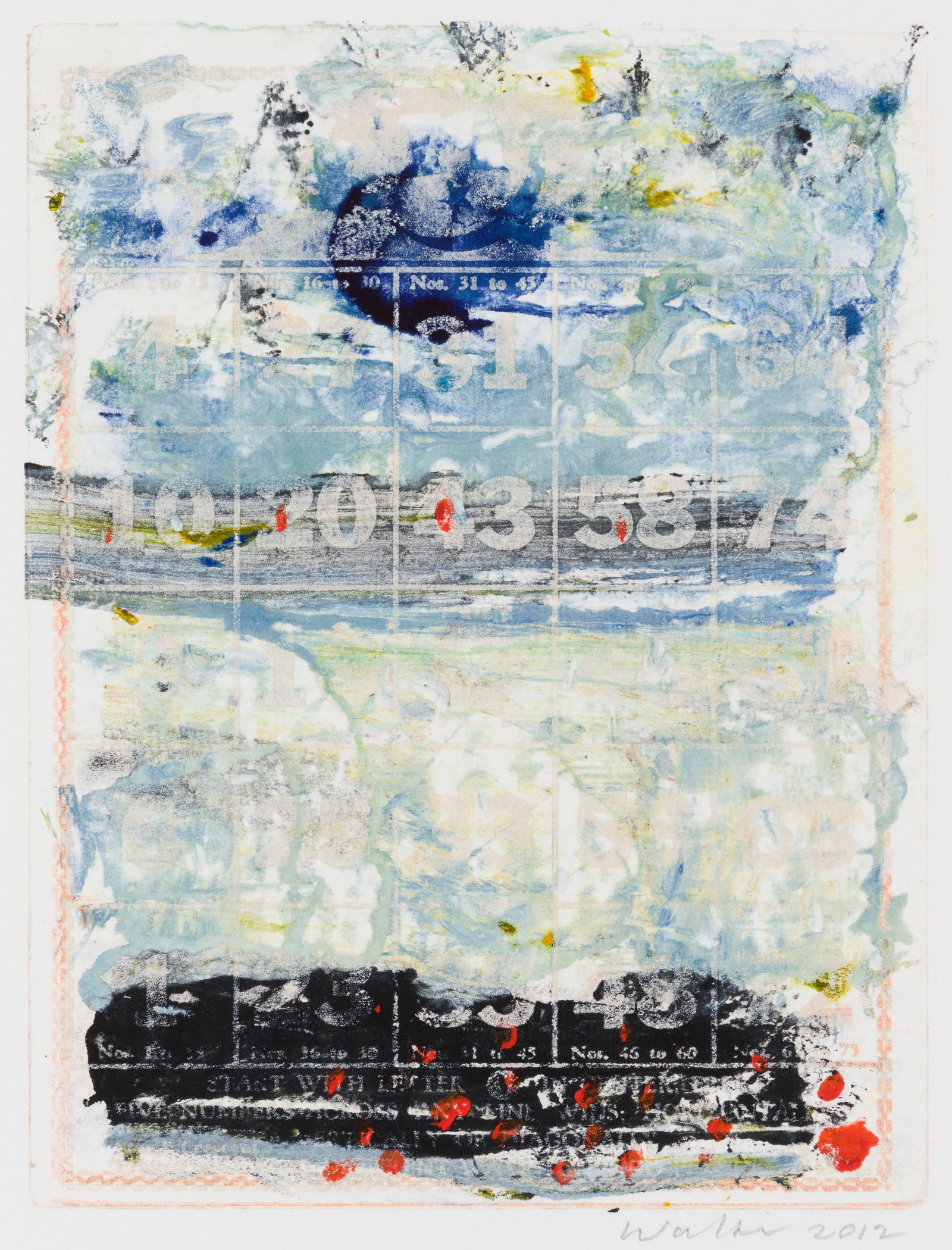 John Walker (Am. b. 1939), Pearl Lake, 2012, Mixed media on paper, framed under glass (1 of 5)