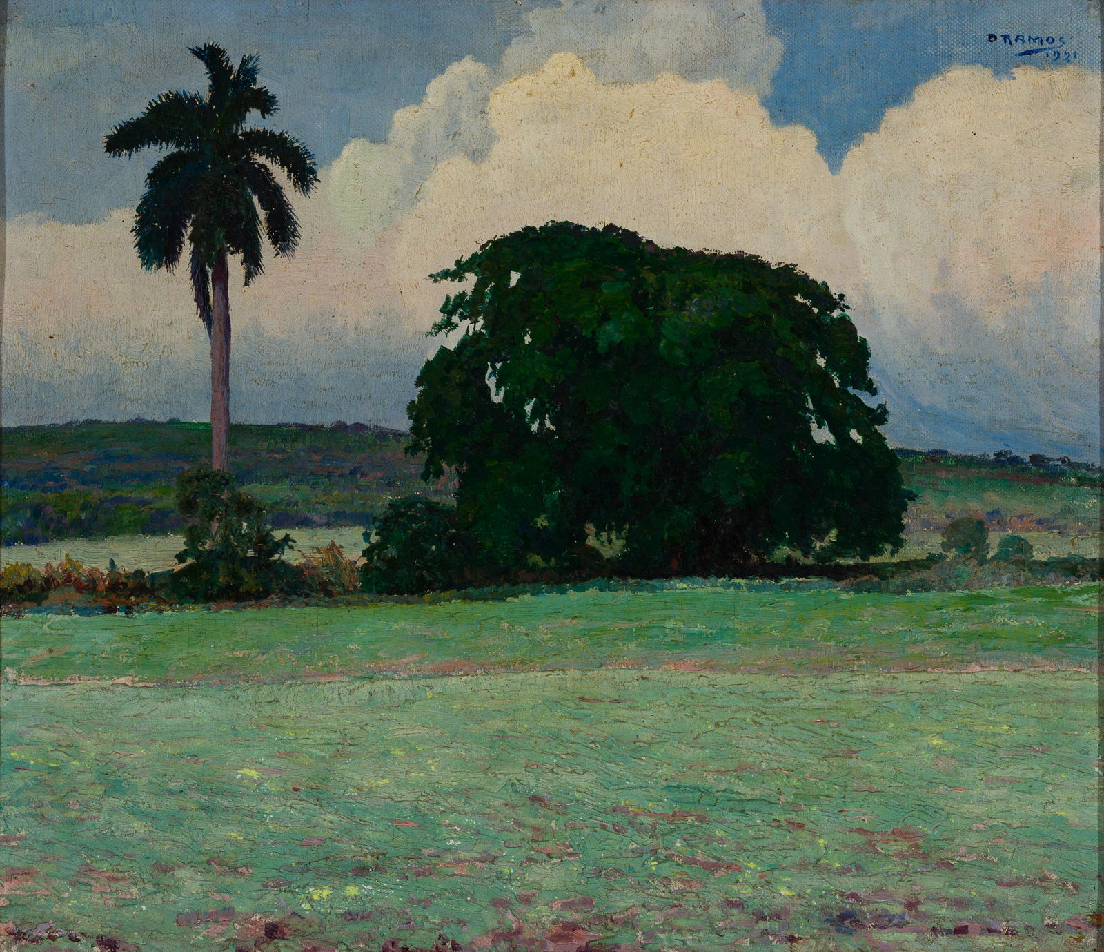 Domingo Ramos (Cuban 1894-1956), "Landscape From the Isle of Pines II" 1921, Oil on canvas, framed (1 of 6)