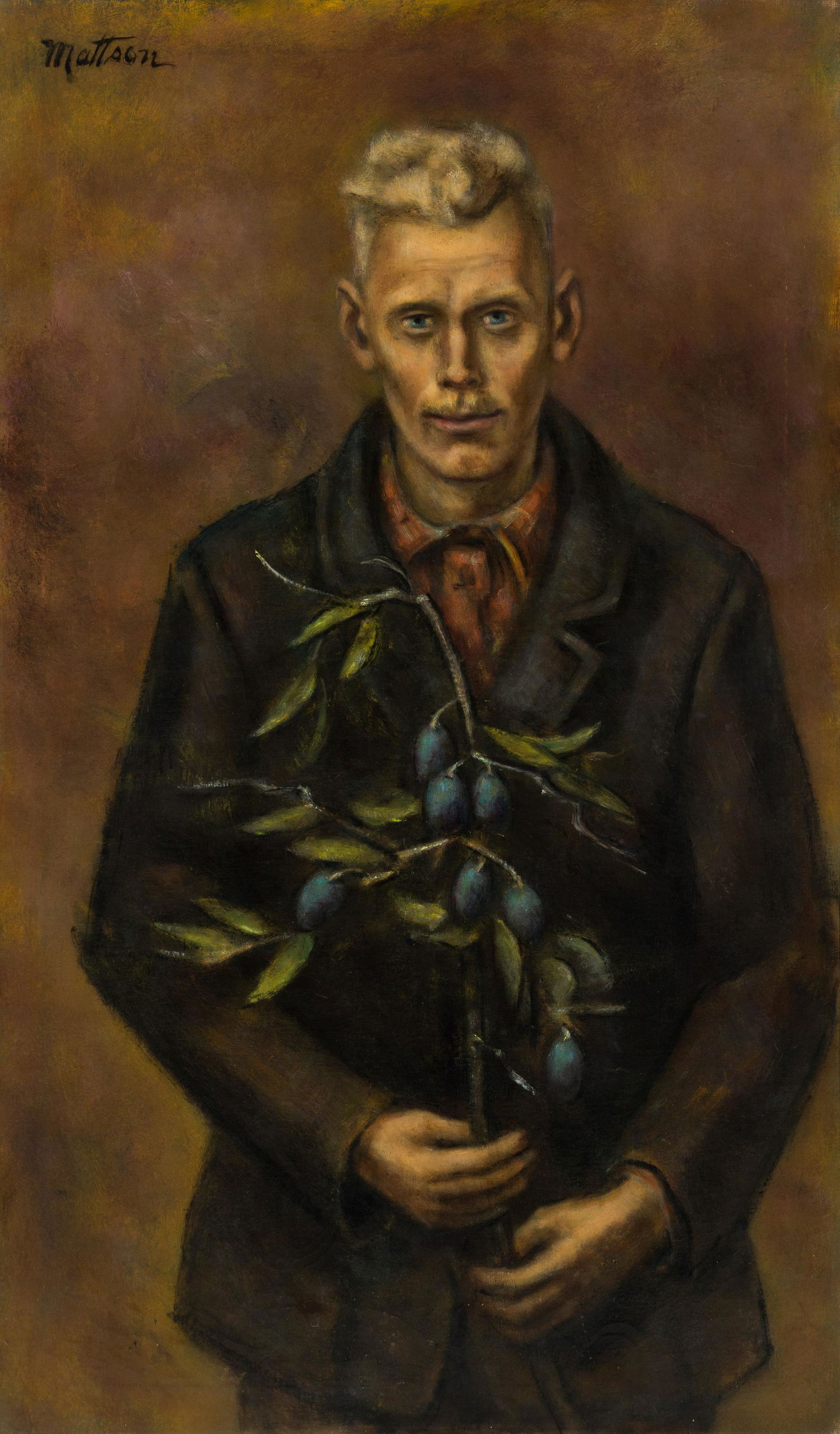 Henry Elis Mattson (Am. 1887-1971), Self Portrait, Oil on canvas, framed (1 of 5)