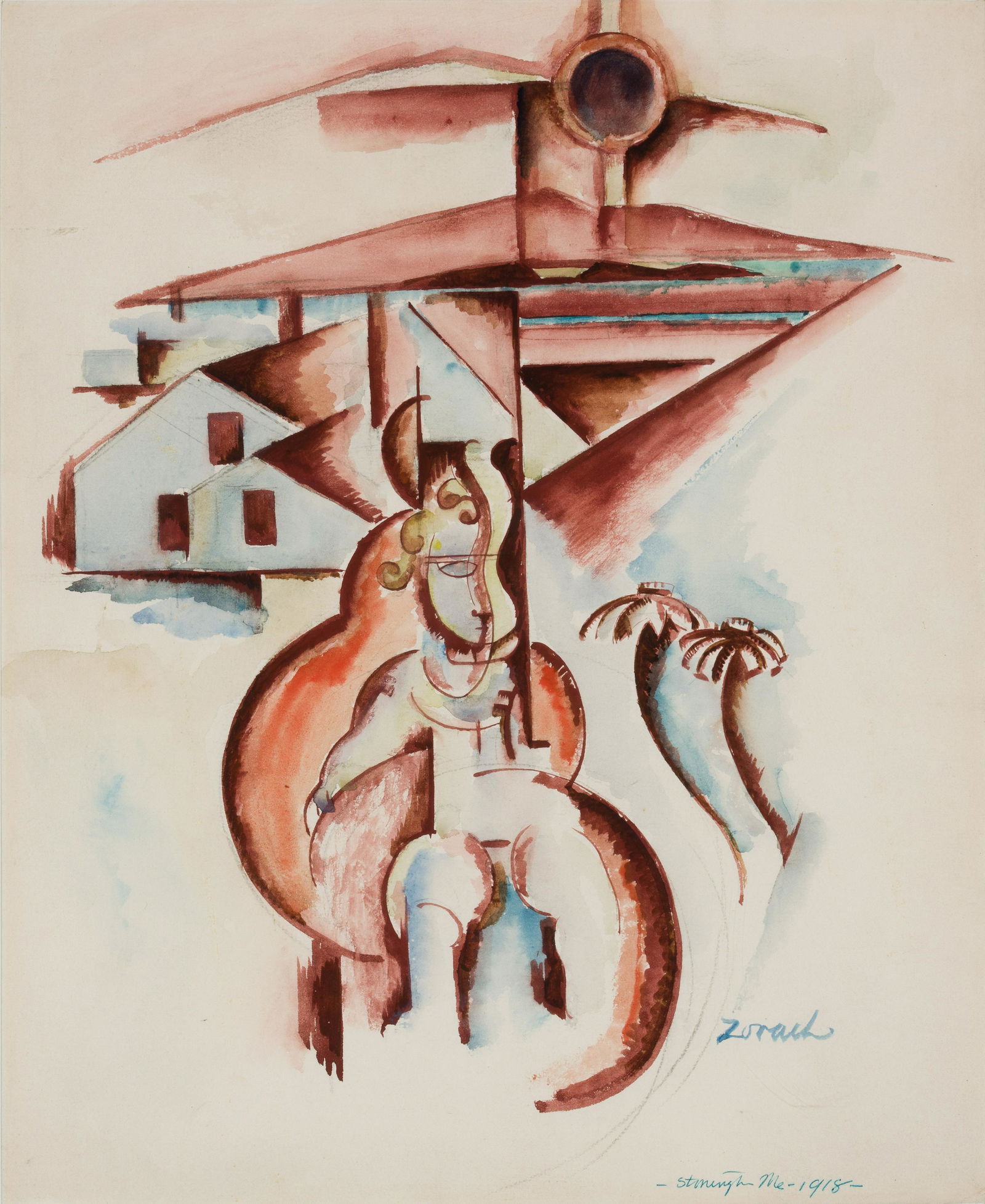 William Zorach (Am. 1887-1966), "Stonington, ME" 1918, Watercolor on paper, framed under glass (1 of 7)