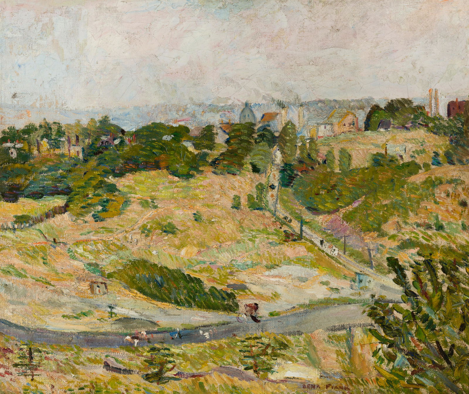 Bena Virginia Frank Mayer (Am. 1900-1994), Road Near a Town, Oil on canvas, framed (1 of 5)