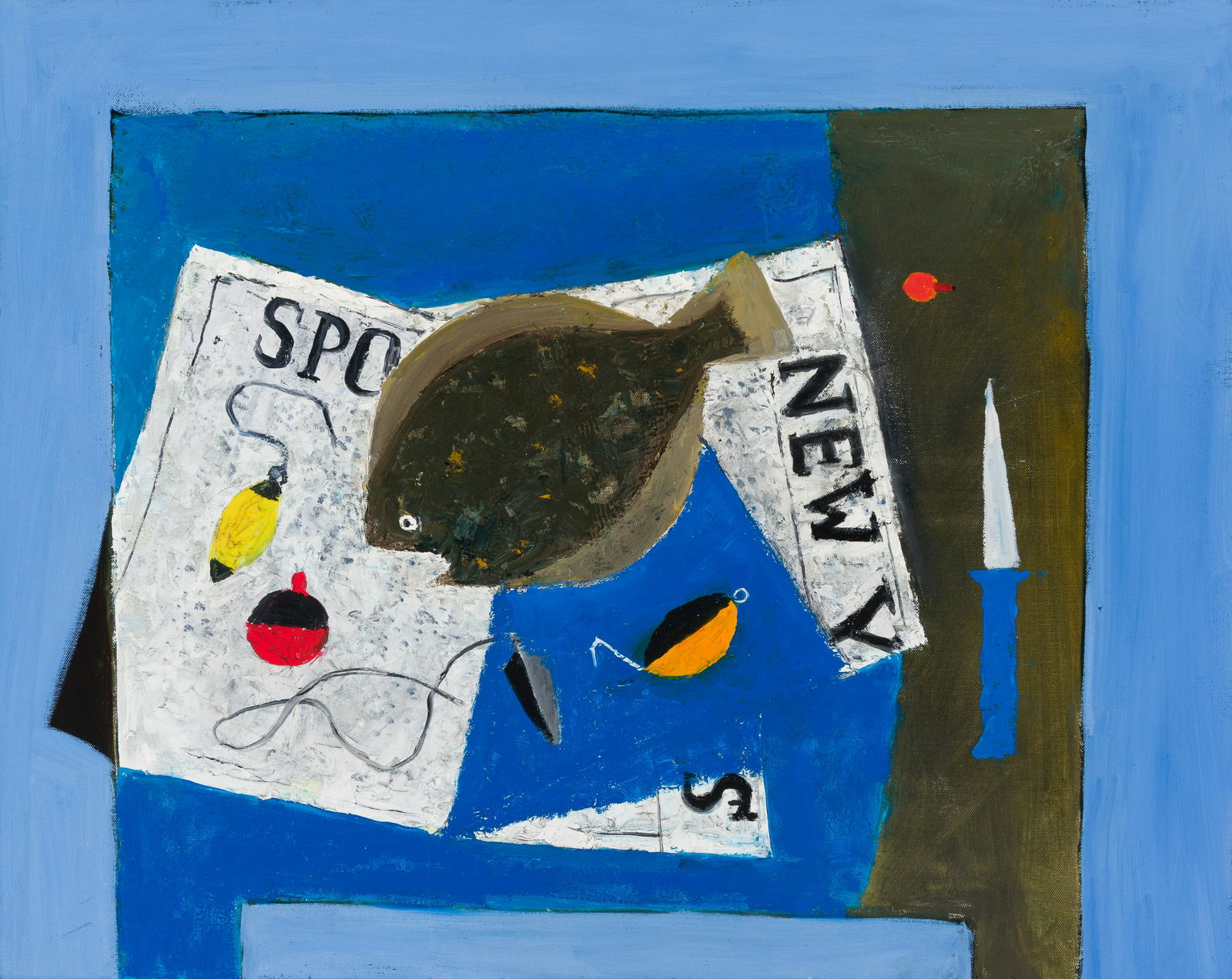 William Irvine (Am./Scottish b. 1931), "Table with Flounder", Oil on canvas, framed (1 of 5)