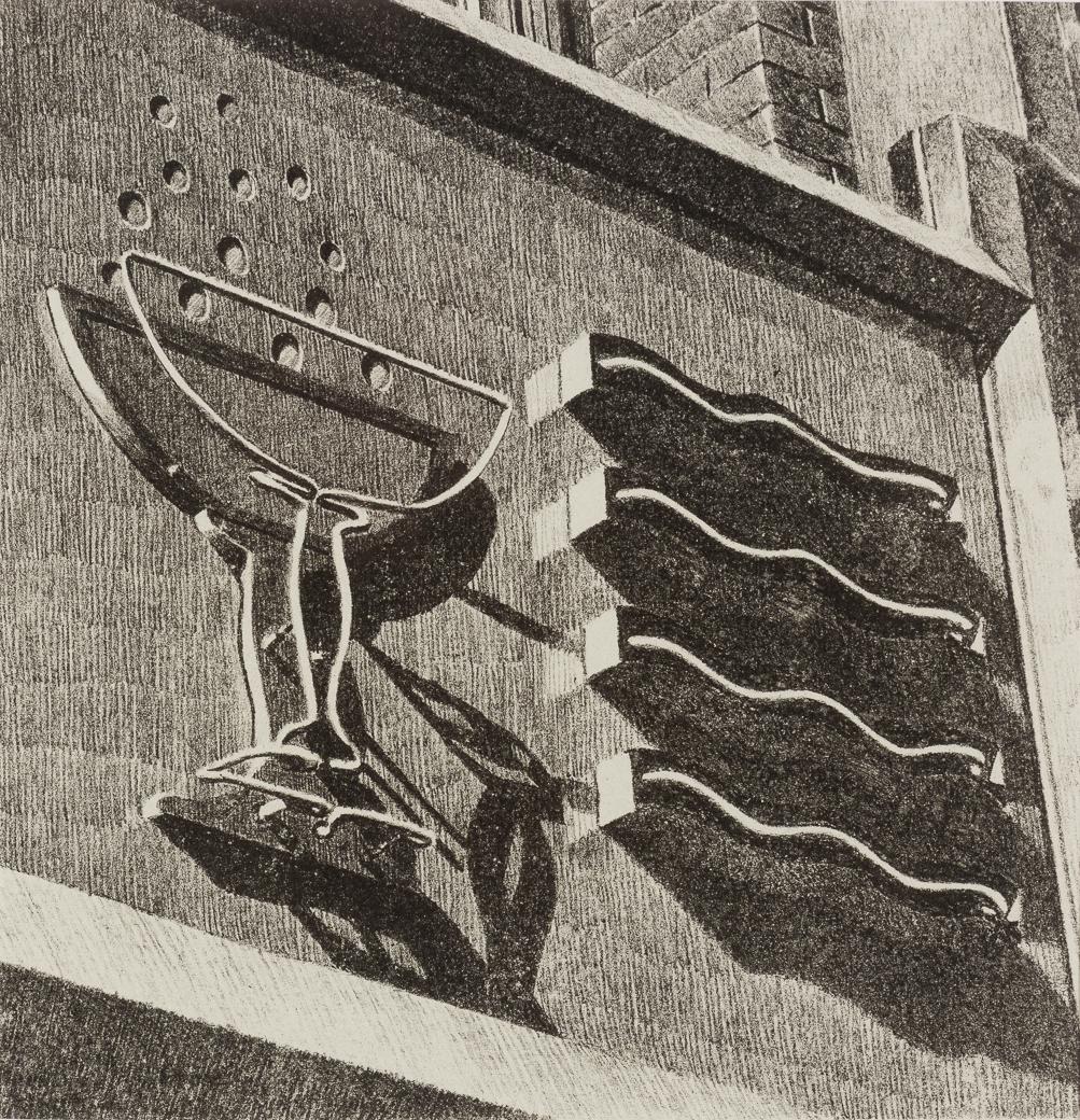 Robert Cottingham (Am. b. 1935), Champagne, Lithograph, framed under glass (1 of 3)