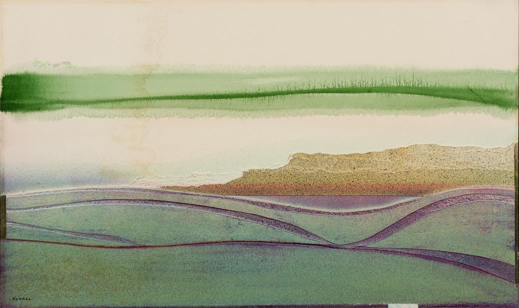George Kunkel (Am. 1922-1984), Winter Morning Landscape, 1970, Acrylic collage, unframed (1 of 3)