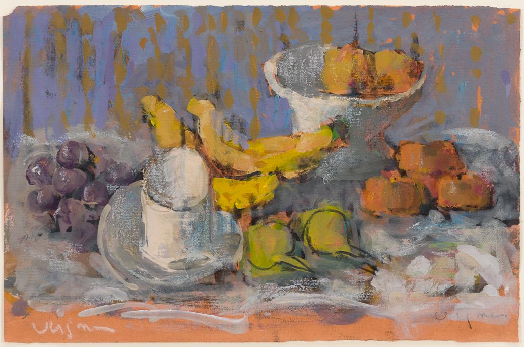 Hank Virgona (Am. 1929-2019), Still Life with Bananas, Pears and Grapes, 1994, Gouache, pastel and (1 of 4)