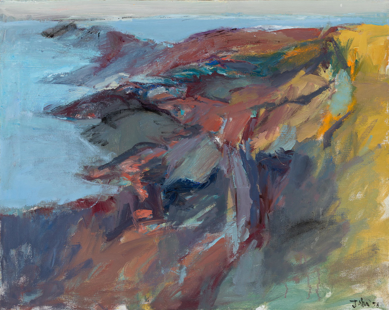 Elena Jahn (Am. 1938-2014), Washer Woman, Monhegan, 1958, Oil on canvas, framed (1 of 4)