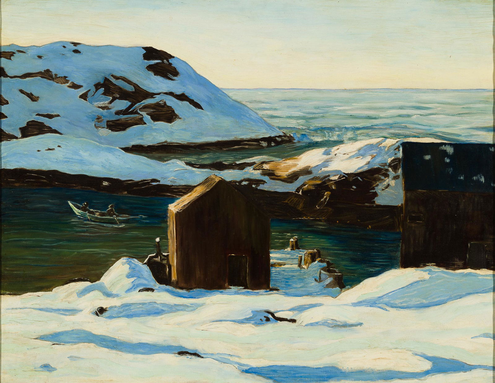 After Rockwell Kent (Am. 20th Century), Study for Winter, Monhegan Island, Oil on canvas, framed (1 of 5)