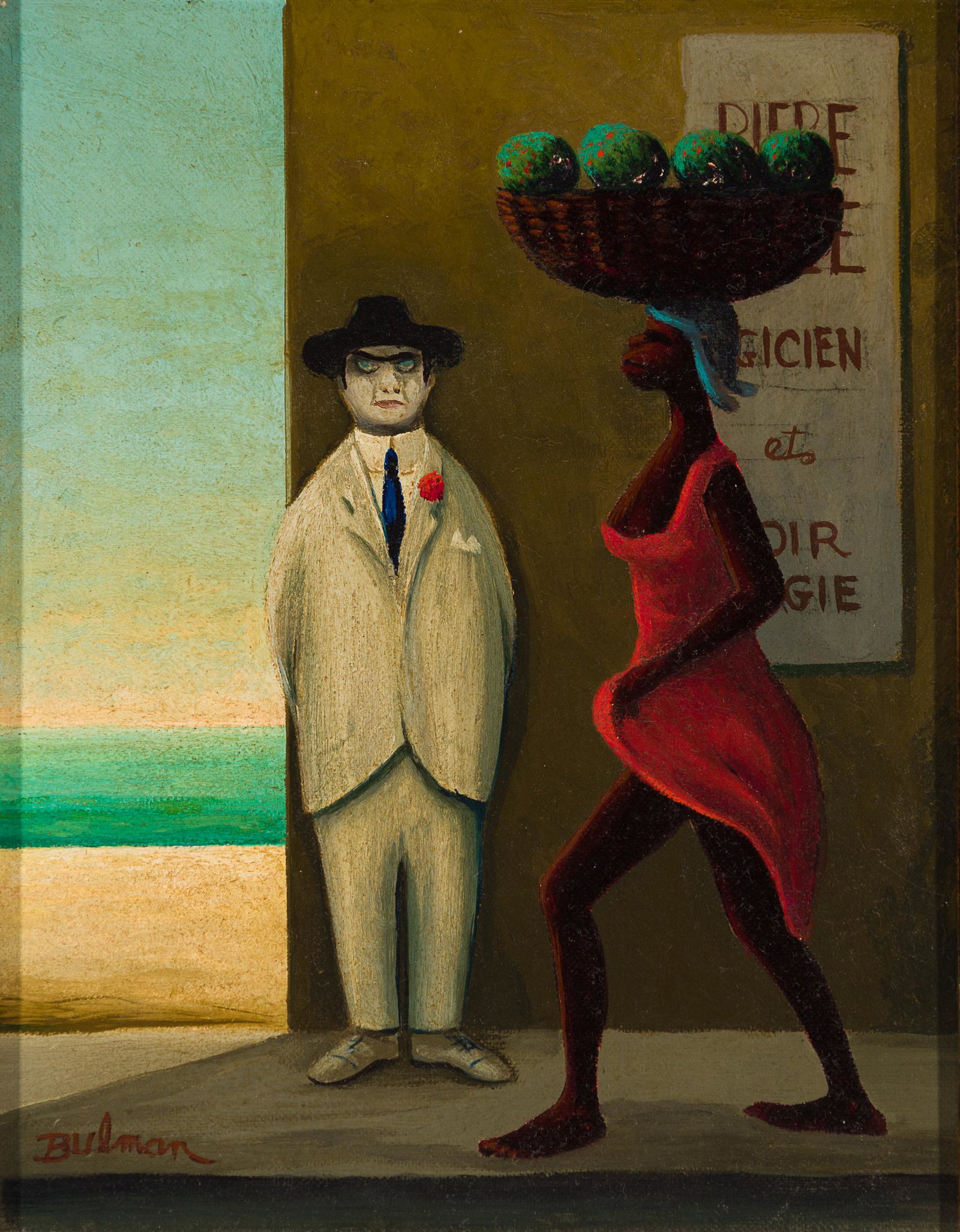 Orville Bulman (Am. 1904-1978), "Hot Day" 1961, Oil on canvasboard, framed (1 of 5)