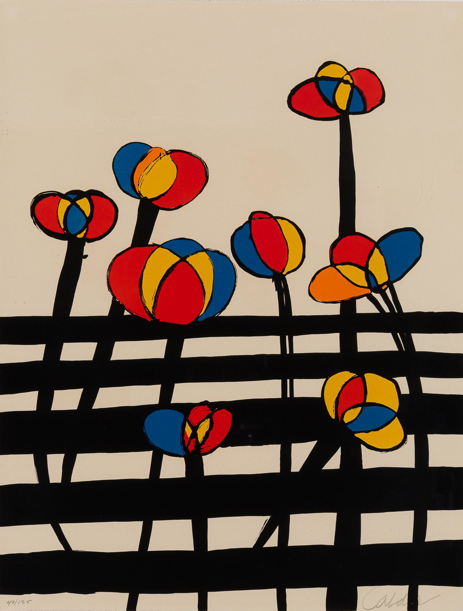 Alexander Calder (Am. 1898-1976), Flowers on a Fence, Colored lithograph, framed under glass (1 of 7)