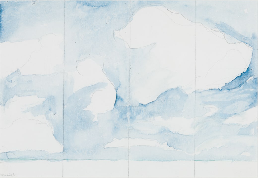 Frances Kornbluth (Am. 1920-2014), "Clouds" (Study for Screen and Panel), Watercolor and pencil on (1 of 4)
