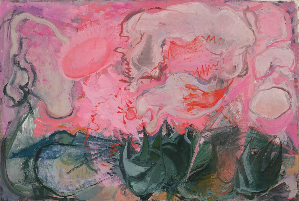Charles E. Buckley (Am. 1919-2011), Landscape with Pink Sky, Oil on canvas, unframed (1 of 2)