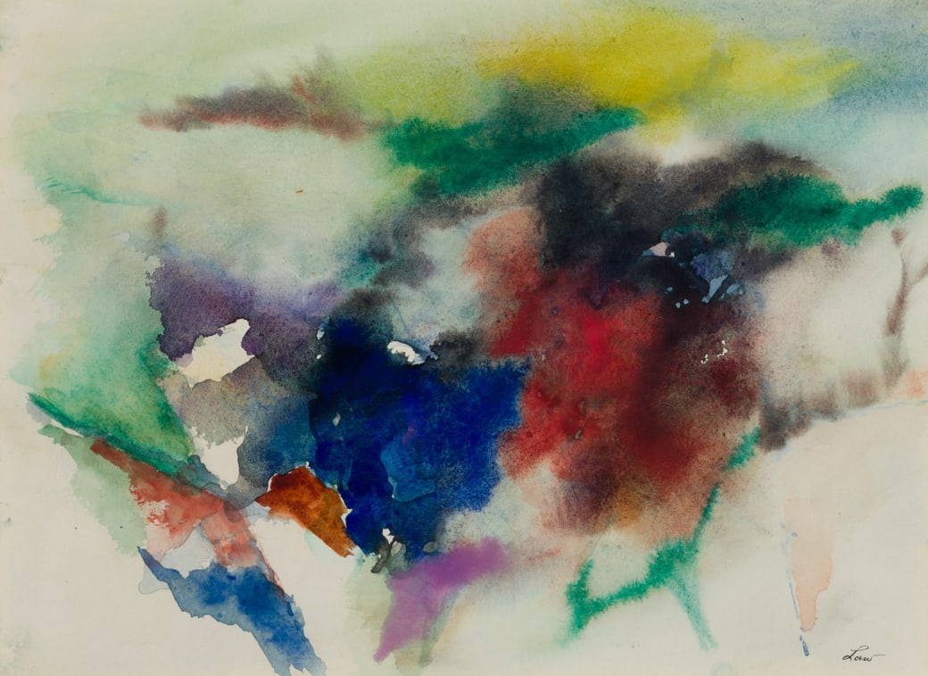 Michael Loew (Am. 1907-1985), Abstract, Watercolor on paper, framed under glass: Michael Loew (Am. 1907-1985) Abstract Watercolor on paper, framed under glass Signed l.r. 10 7/16" x 14 5/16" sight, 18 3/4" x 22 1/8" framed Private Collection Cumberland Foreside