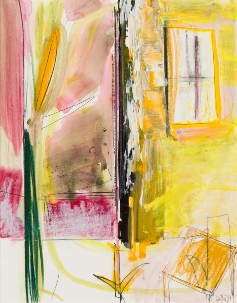 George Lloyd (Am. b. 1945), Abstract, 1986, Watercolor, gouache and pencil on paper, matted and: George Lloyd (Am. b. 1945) Abstract, 1986 Watercolor, gouache and pencil on paper, matted and mounted under glass Signed and dated l.r. 13 3/4" x 10 3/4" sight, 20 1/2" x 16 3/4" m