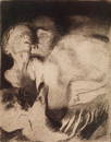 Käthe Kollwitz (Ger. 1867-1945), Death and Mother Struggling Over the Child, Etching (restrike),