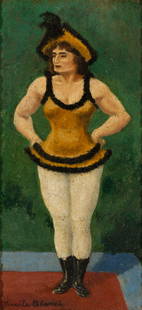 Lucile Blanch (Am. 1895-1981), Circus Performer, Oil on board, framed: Lucile Blanch (Am. 1895-1981) Circus Performer Oil on board, framed Signed l.l. 12" x 6 1/16" actual, 15 3/16" x 9 7/16" framed Provenance: Private Collection Cape Elizabeth, Maine</