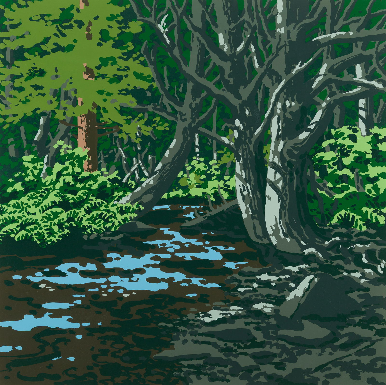 Neil Welliver (Am. 1929-2005), "Ducktrap" 1973, Silkscreen, framed under glass (1 of 7)