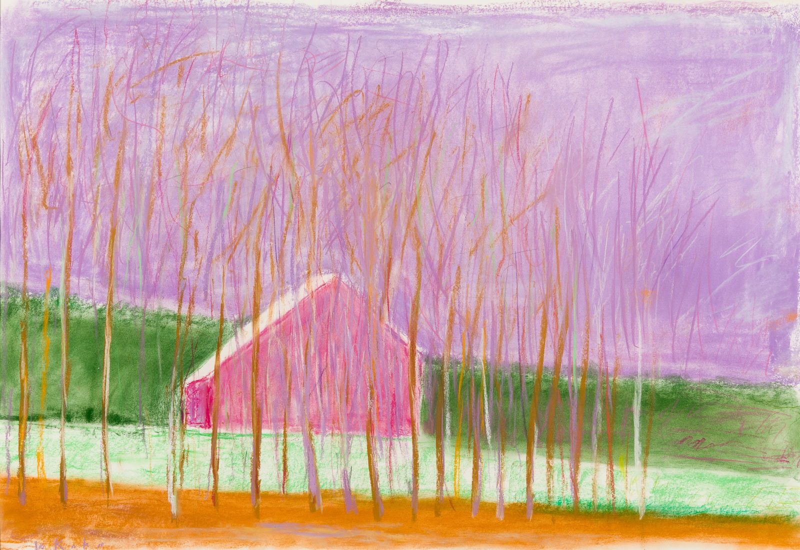 Wolf Kahn (Am. 1927-2020), Purple Barn, Pastel on paper, framed under glass: Wolf Kahn (Am. 1927-2020) Purple Barn Pastel on paper, framed under glass Signed l.l. 28 1/8" x 40 7/8" sight, 37 1/4" x 49 5/16" framed Provenance: Private Collection New York City<