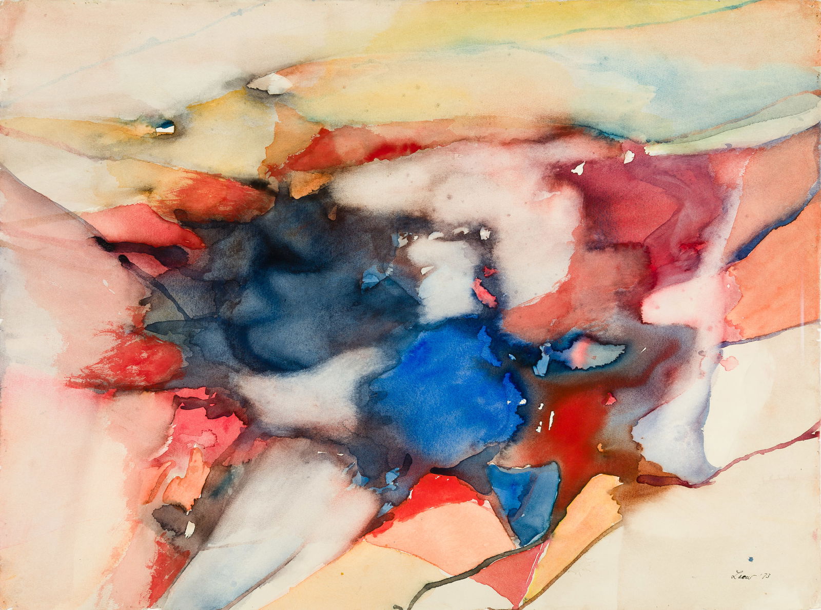 Michael Loew (Am. 1907-1985), Abstraction, 1973, Watercolor on paper, framed under glass: Michael Loew (Am. 1907-1985) Abstraction, 1973 Watercolor on paper, framed under glass Signed and dated l.r. 22 1/8" x 29 1/8" sight, 24 7/8" x 32 3/8" framed Provenance: Private Col