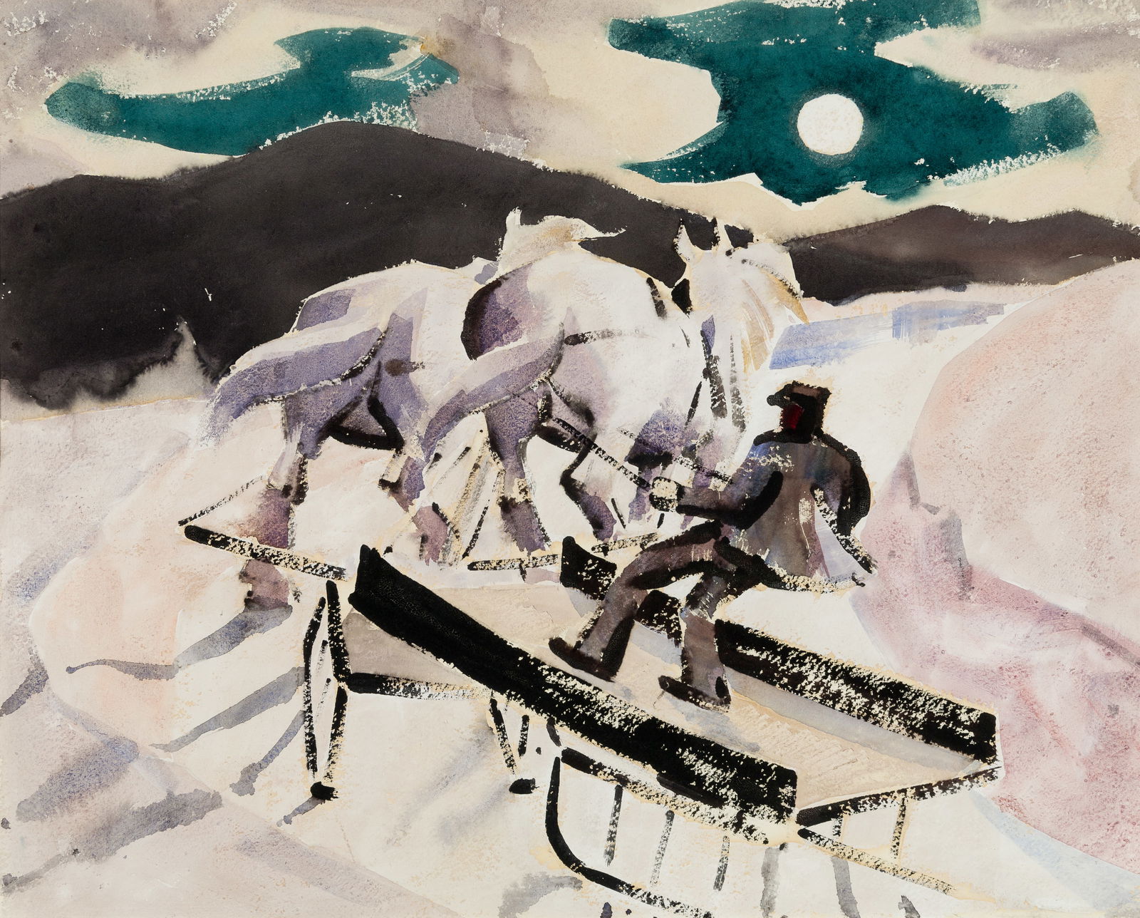 James Fitzgerald (Am. 1899-1971), Cutting Capers in Vermont 1944-45, Watercolor and Chinese ink on (1 of 5)