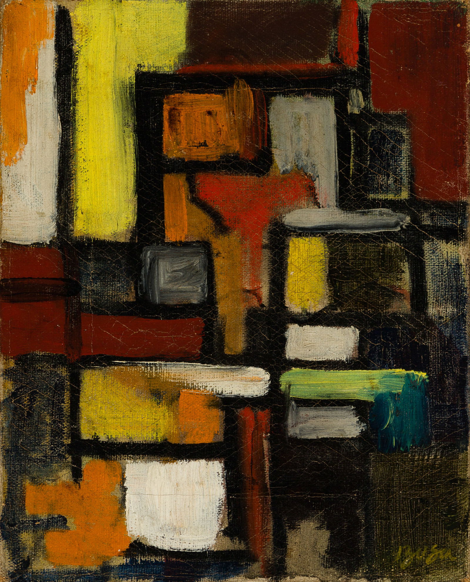 Peter Busa (Am. 1914-1985), Oil on canvas, framed: Peter Busa (Am. 1914-1985) Abstraction Oil on canvas, framed Signed l.r. 10" x 8" actual, 17 3/4" x 15 1/2" framed Provenance: Private Collection Lawrence, N