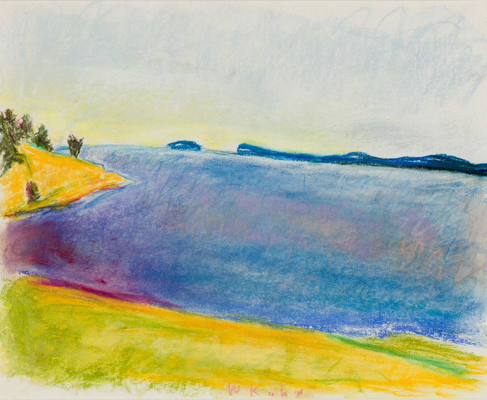 Wolf Kahn (Am. 1927-2020), Pastel on paper, framed under glass: Wolf Kahn (Am. 1927-2020) Maine Cove Pastel on paper, framed under glass Signed l.c. 10 5/8" x 13 1/4" sight, 17 1/2" x 20 1/8" framed Provenance: Private Co