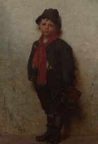 John George Brown (Am. 1831-1913), Shoeshine Boy, 1879, Oil on canvas, framed