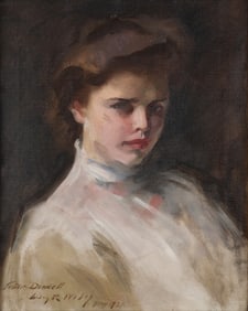 Irving Ramsey Wiles (Am. 1861-1948), Portrait of a Woman, Oil on canvas, framed