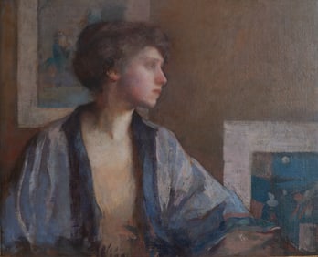 Frederick Bosley (Am.  1881-1942), The Blue Kimono (A Portrait of Artist Patrice Borgeson), 1923,