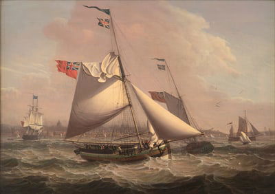 Robert Salmon (Am. 1775-1858), Mail Packet from Liverpool to Glasgow, 1805, Oil on canvas, framed