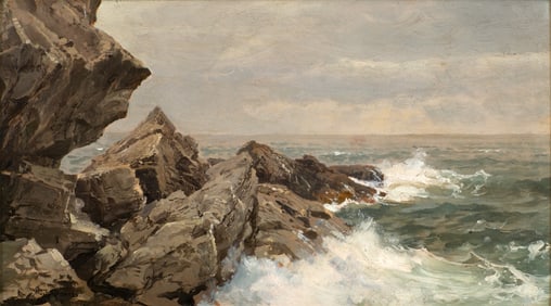 William Trost Richards (Am. 1833-1905), Conanicut, Oil on wood panel, framed
