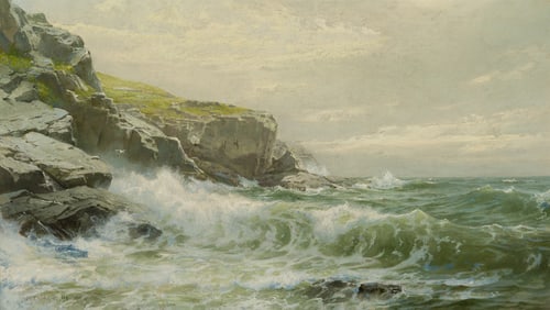 William Trost Richards (Am. 1833-1905), Conanicut, Rhode Island, 1895, Oil on canvas, framed