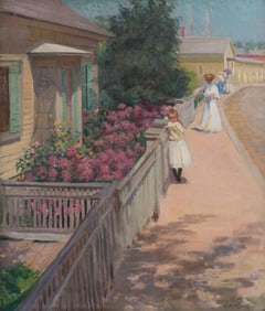 Arthur Merton Hazard (Am. 1872-1930), A Sunday Stroll, Oil on canvas, framed