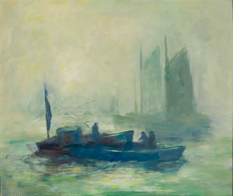 Tod Lindenmuth (Am. 1885-1976), "Seiners", Oil on masonite, framed