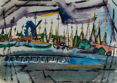 De Hirsh Margules (Am. 1899-1965), The Squall, Gloucester, 1946, Watercolor and gouache on paper,