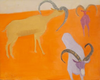Sally Michel Avery (Am. 1902-2003), Ibex, 1970, Oil on canvasboard, framed
