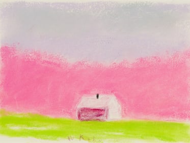 Wolf Kahn (Am. 1927-2020), Pink House, Pastel on paper, framed under glass