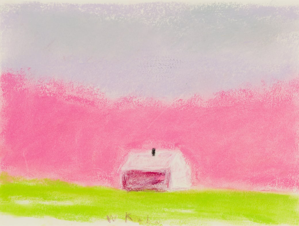 Wolf Kahn (Am. 1927-2020), Pink House, Pastel on paper, framed under glass: Wolf Kahn (Am. 1927-2020) Pink House Pastel on paper, framed under glass Signed l.c. 8 3/4" x 11 1/2" sight, 15 1/4" x 18 3/16" framed Provenance: Private Co