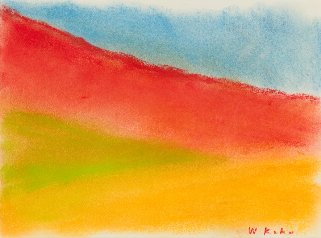 Wolf Kahn (Am. 1927-2020), Crimson Screen, Pastel on paper, framed under glass: Wolf Kahn (Am. 1927-2020) Crimson Screen Pastel on paper, framed under glass Signed l.r. 8 5/8" x 11 3/4" sight, 15 1/4" x 18 3/8" framed Provenance: Private