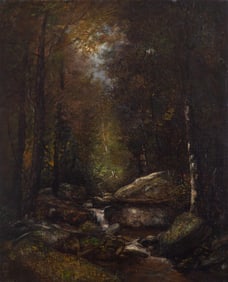 Charles Ethan Porter (Am. 1847-1923), Woodland Scene, Oil on canvas, framed