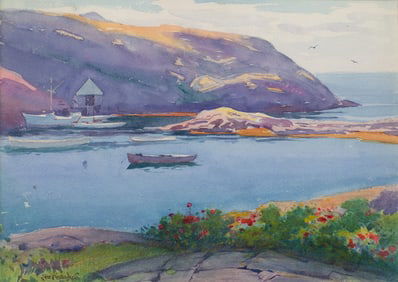 Sears Gallagher (Am. 1869-1955), Monhegan, Watercolor on paper, framed